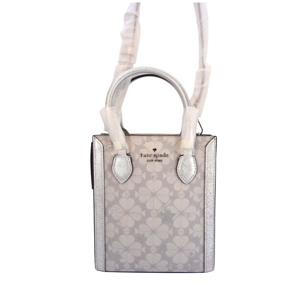 Kate Spade Spade Flower‎ Star Mini Tote Small Platinum Grey NEW KJ957 Metallic